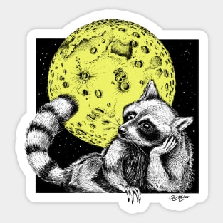 Raccoon Moon Sticker